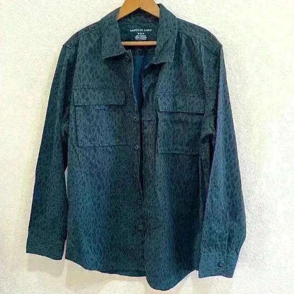 American Eagle Outfitters Other - AMERICAN EAGLE Surplus Military Shirt Medium Blue Cheetah PUNK Jacket